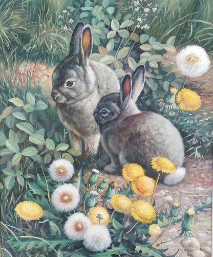 临摹carl brenders《兔子》布面油画50cmx60cm