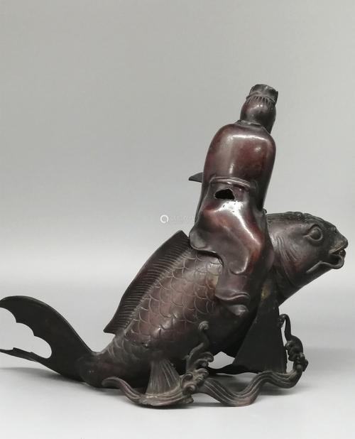 仙人乘鱼铜香薰炉