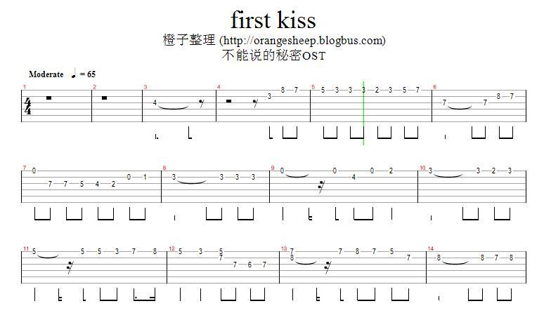 求《不能说的秘密》ost中的 first kiss 的吉他琴谱