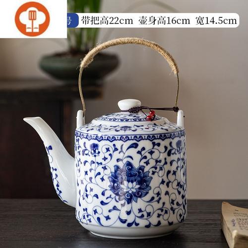艺呈陶瓷茶壶凉水壶家用泡茶壶景德镇茶具提梁壶老式青花瓷大号冷水壶