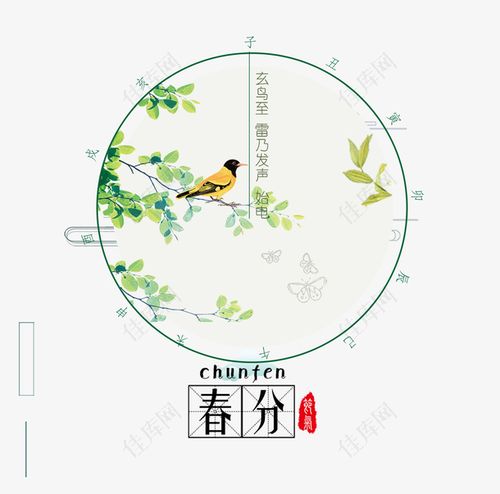 二十四节气之春分树枝与鸟装饰画
