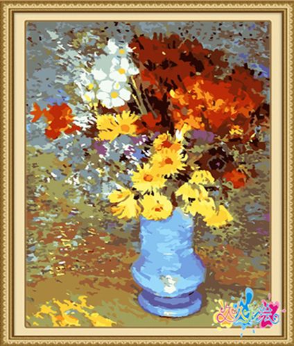 世界名画-梵高-静物花瓶40*50cm数字油画 手绘diy 花卉 家居装饰