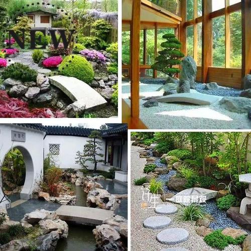 u日式庭院石桥花园装饰景观石板桥整石石雕枯山水小石桥桥栏拱桥