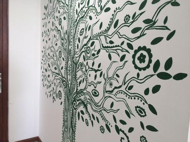 公司墙绘,前后共画了三棵大树