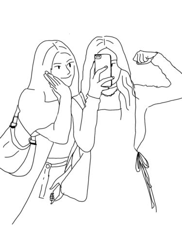 姐妹简笔画_简笔画_文化_绘画