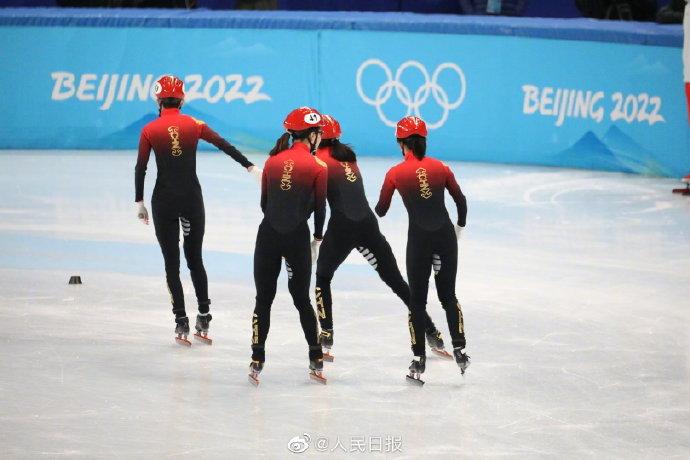 中国队短道速滑女子3000米接力摘铜##短道速滑女子3000米接力铜牌