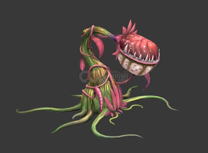 食人花怪大嘴花食人树捕人花吃人花(带法线贴图)