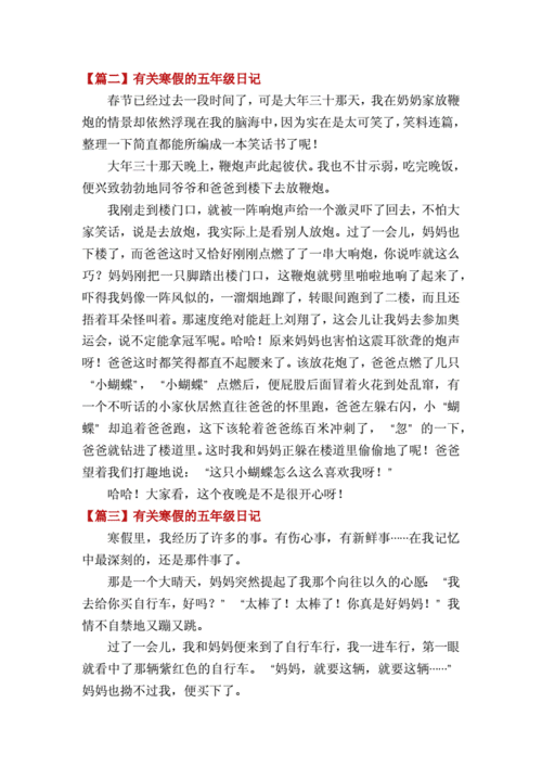 有关寒假的五年级日记5篇.docx 5页