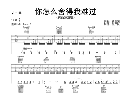 你怎么舍得我难过(原版吉他谱) 【回味经典】