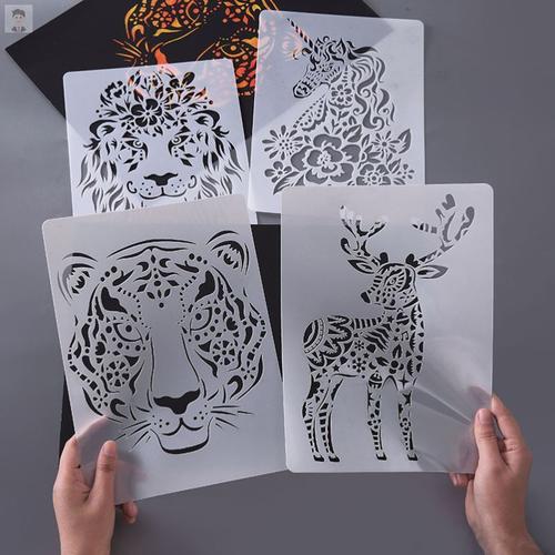创意动物绘画遮蔽模板神器镂空画画模具diy手绘衣服涂鸦模板尺a4