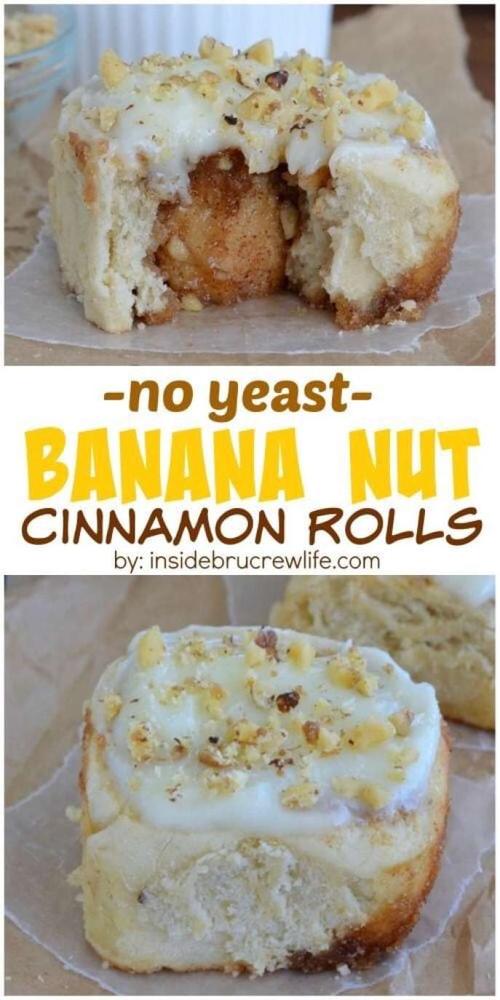 02no yeast banana nut cinnamon rolls