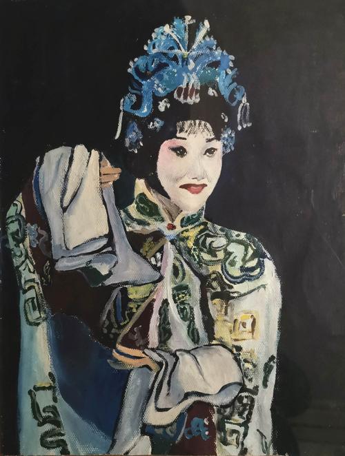 京剧演员,水粉画.2020年1月30日.