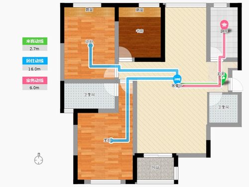 德杰德裕天下3室2厅2卫1厨109.00㎡户型图