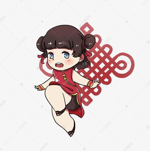 中国风日系中国娃娃可爱清新红色
