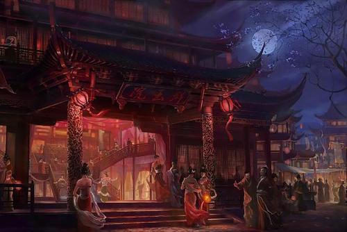 没有电的古代,夜色是怎么样的呢? 看看这组古风的夜景插画吧.