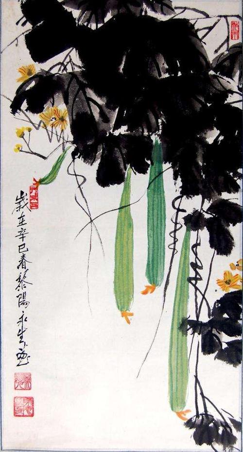 写意画丝瓜,紫藤参考资料