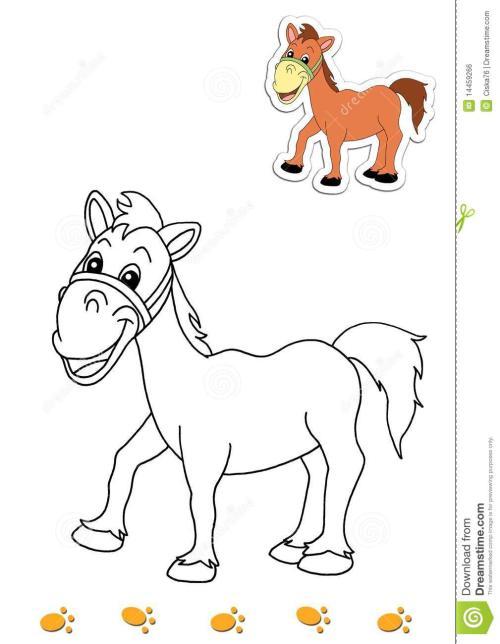 儿童简笔画马彩色