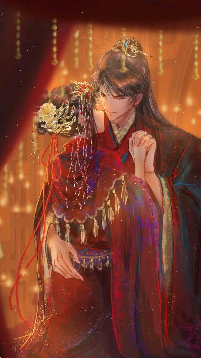 恋与制作人,古风婚礼插画,烛影良宵羡煞旁人