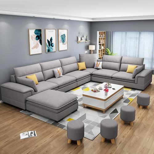 北欧科技大小客厅布艺沙发现代简约2019年新款沙发布户型u型v科技