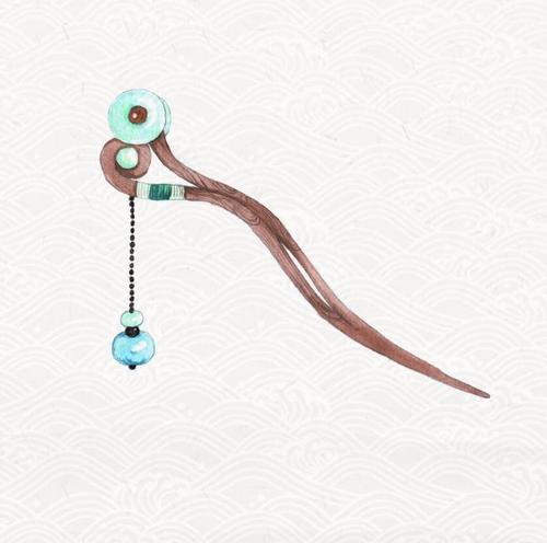 手绘水彩 古风发簪_涂鸦王国 原创绘画平台 www.poocg