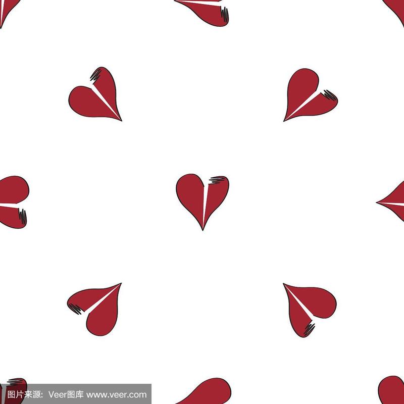 四方连续纹样,动物心脏,白色,正方形,色板