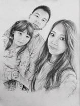 a3 领导礼品 朋友 送亲人 全家福画像定做 diy手绘铅笔素描肖像