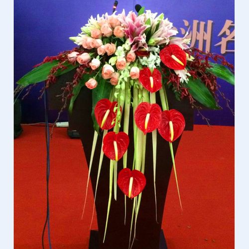 杭州鲜花速递会议桌花演讲台花酒店插花年会布置开业同城花店送花