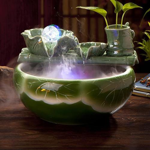 中式陶瓷流水招财喷泉摆件