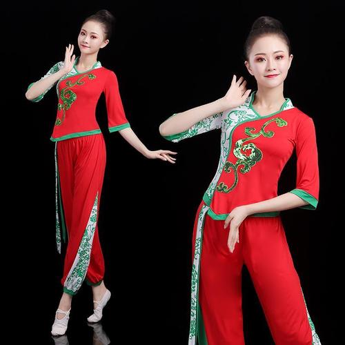 新品中国风秧歌服装新款套装新款中老年女跳舞蹈服广场舞演出服秋