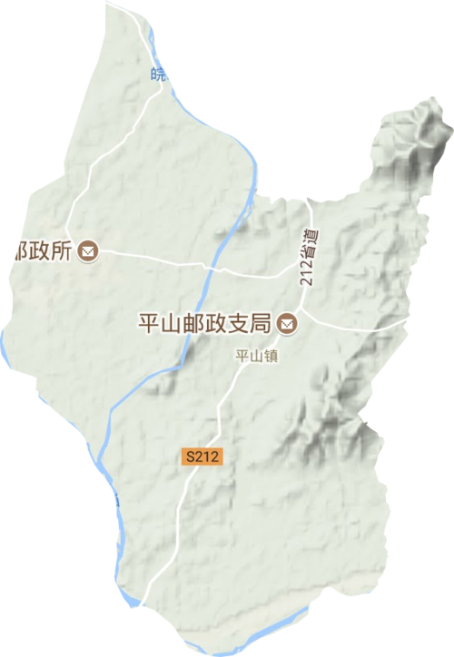 平山镇高清地形地图,平山镇高清谷歌地形地图