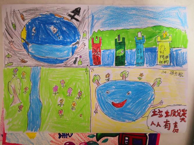 爱护地球的四格漫画