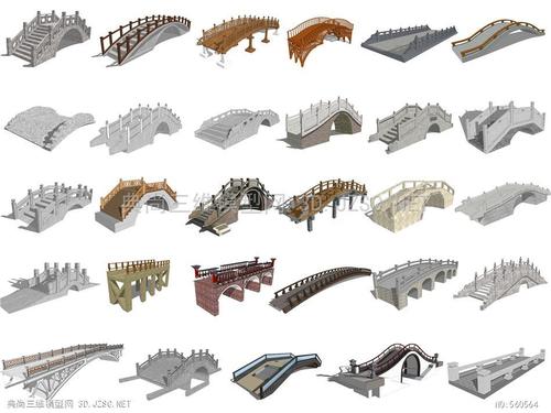 中式石桥 小桥 拱桥 景观桥su模型