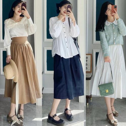 黑白色系的帆布鞋是首选,经典百搭,搭配各种颜色,各种款式的半身裙都