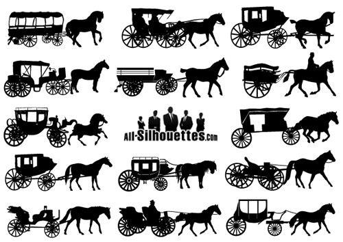 马和马车剪影矢量图