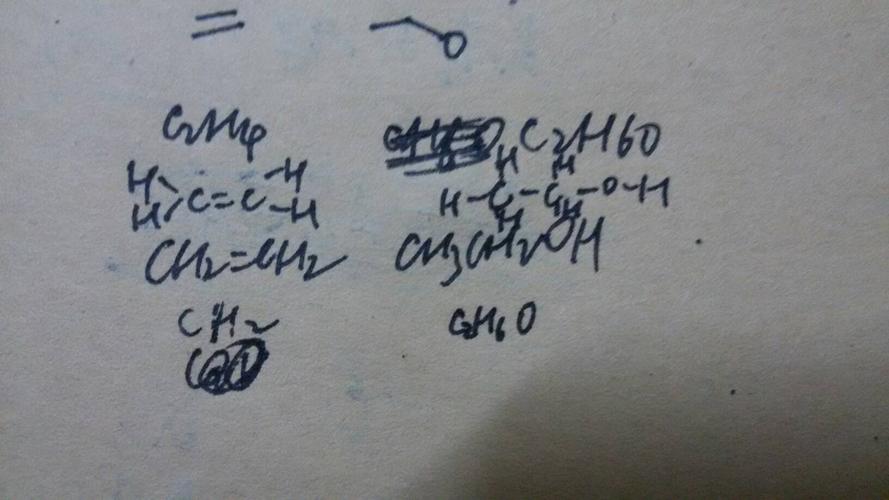 乙烯和乙醇的 键线式,分子式,结构式,结构简式,实验式(最简式)