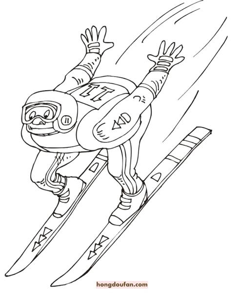 6张奥林匹克冬季奥运会高山滑雪高空跳台运动员简笔画