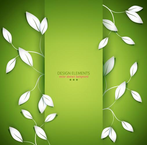绿色背景下的白色叶子