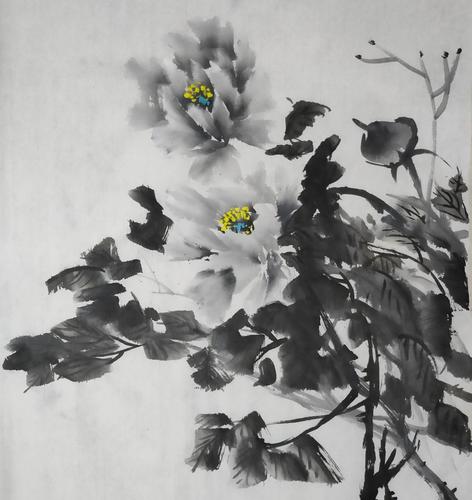 网络展(一) 写美篇 画墨牡丹得句二首 马方胜 (一) 墨色牡丹笔下栽