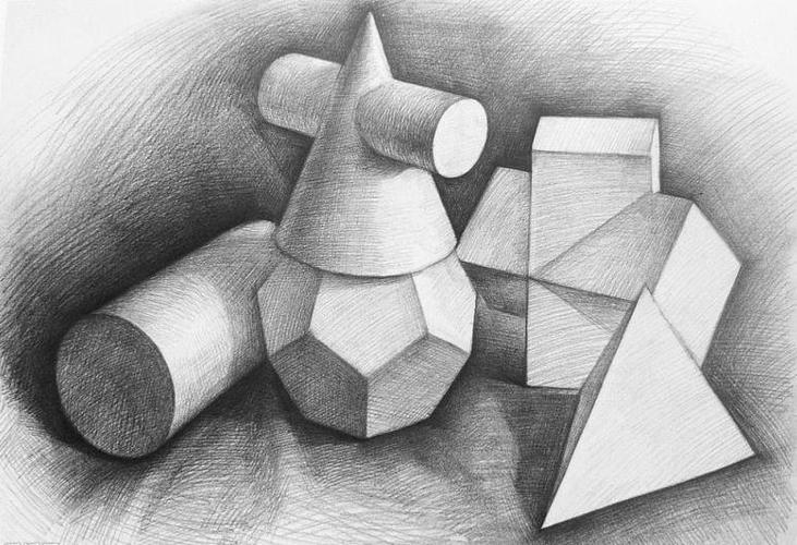 石膏几何体素描(石膏几何体素描作品欣赏)