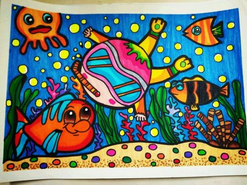 海底世界 人物画 儿童画 丹尼索儿童画 景物画 手绘 设计