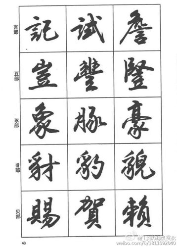 卢定山书法字帖《行书入门字谱》