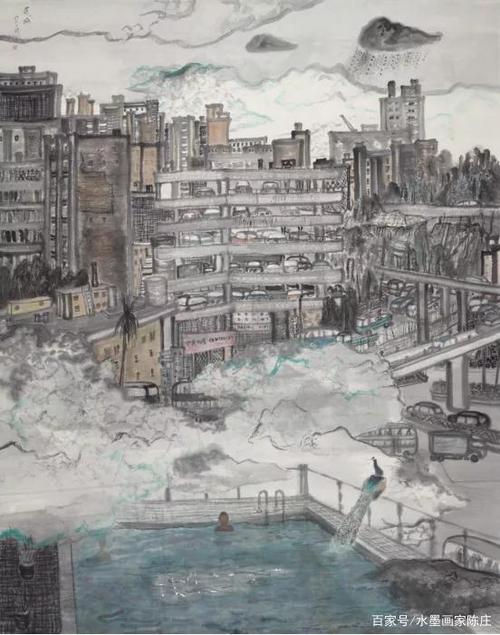 方向的水墨山水画,解开了城市园林与山野山水之间的隔离锁