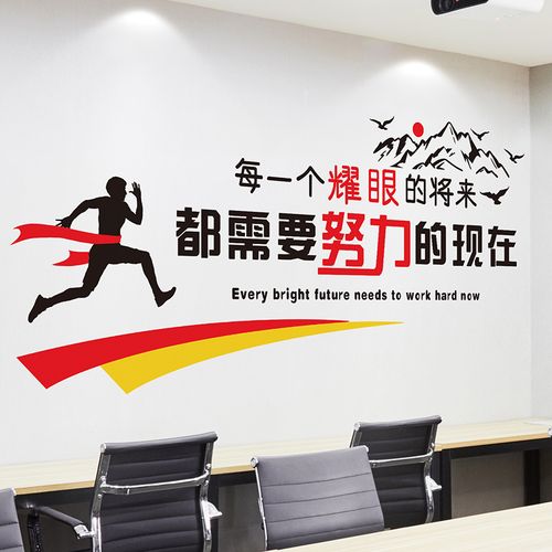 励志墙贴办公室背景墙正能量贴画装饰企业文化墙面布置墙贴