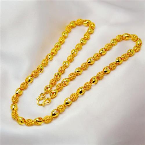 欧币金玲珑金项链男女沙金项链镂空项链加长沙金粗