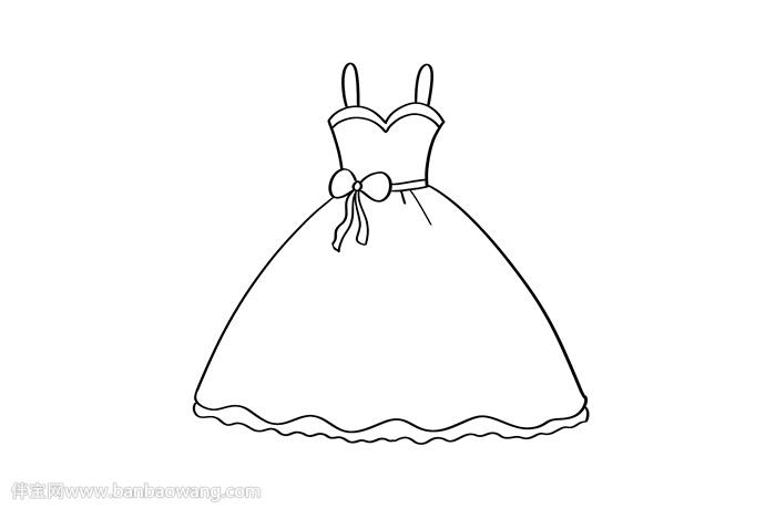 3,现在可以开始涂色了,先给裙子的上半身和裙子涂上粉色,粉色