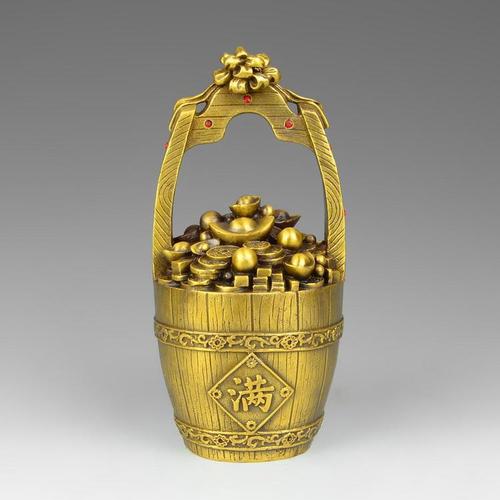 一桶金铜摆件 纯铜一桶金元宝家居装饰品风水招财特色工艺品摆设