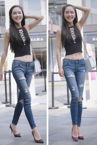 低腰牛仔裤搭配肚脐装才好,你看了就知道有多美,不容反驳!