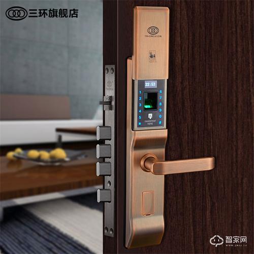 三环智能锁家用防盗门密码锁 滑盖指纹锁 shfd-338