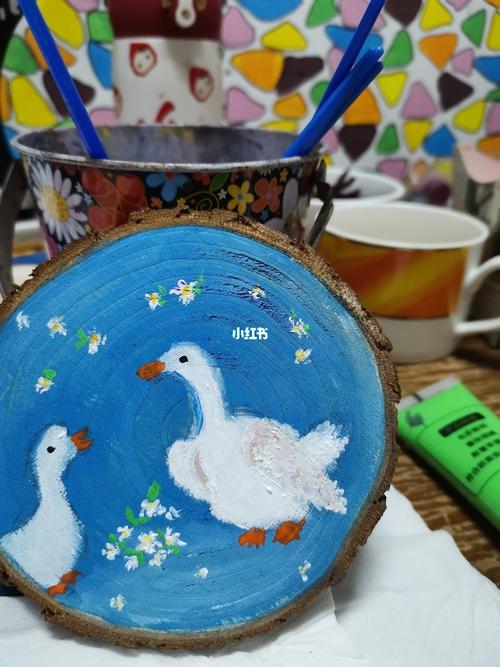 圆木片的可爱绘画_手工制作_diy_绘画_diy手工制作_文化_绘画