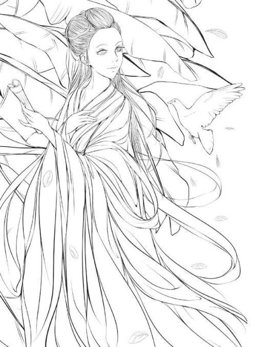 古风唯美背景简笔画